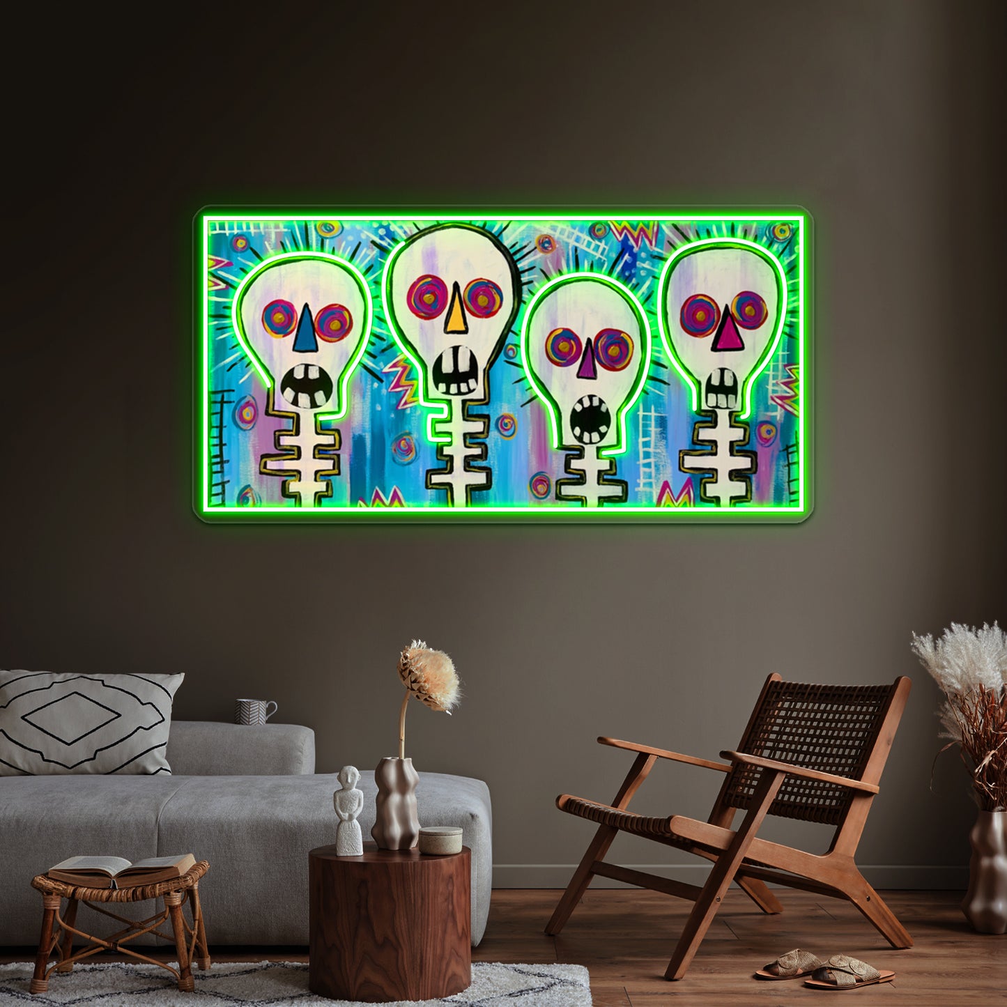 Four Skulls Wall Artwork Neon Signs