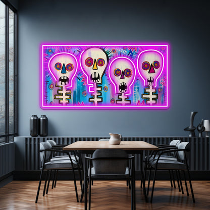 Four Skulls Wall Artwork Neon Signs