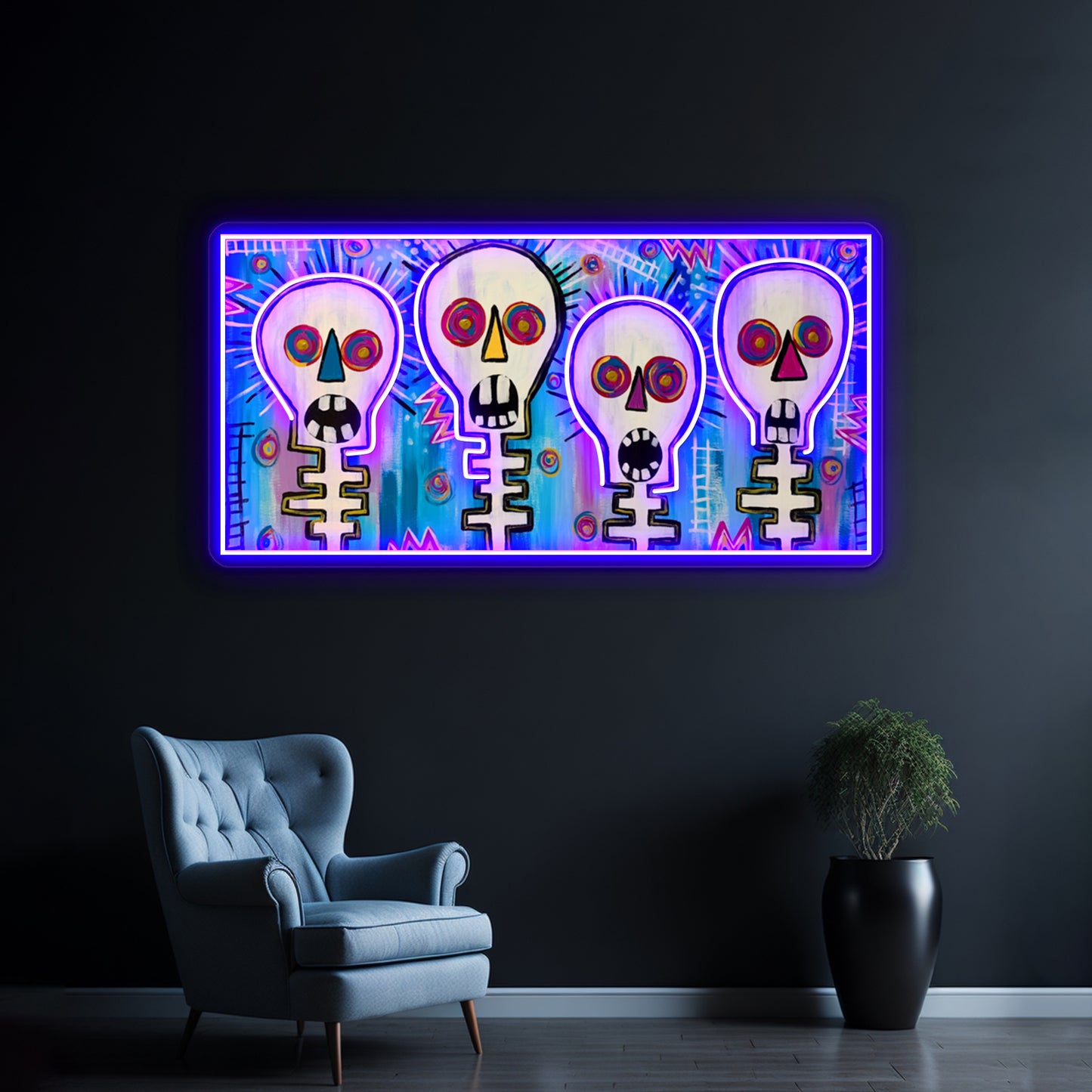 Four Skulls Wall Artwork Neon Signs