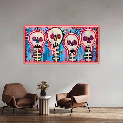 Four Skulls Wall Artwork Neon Signs