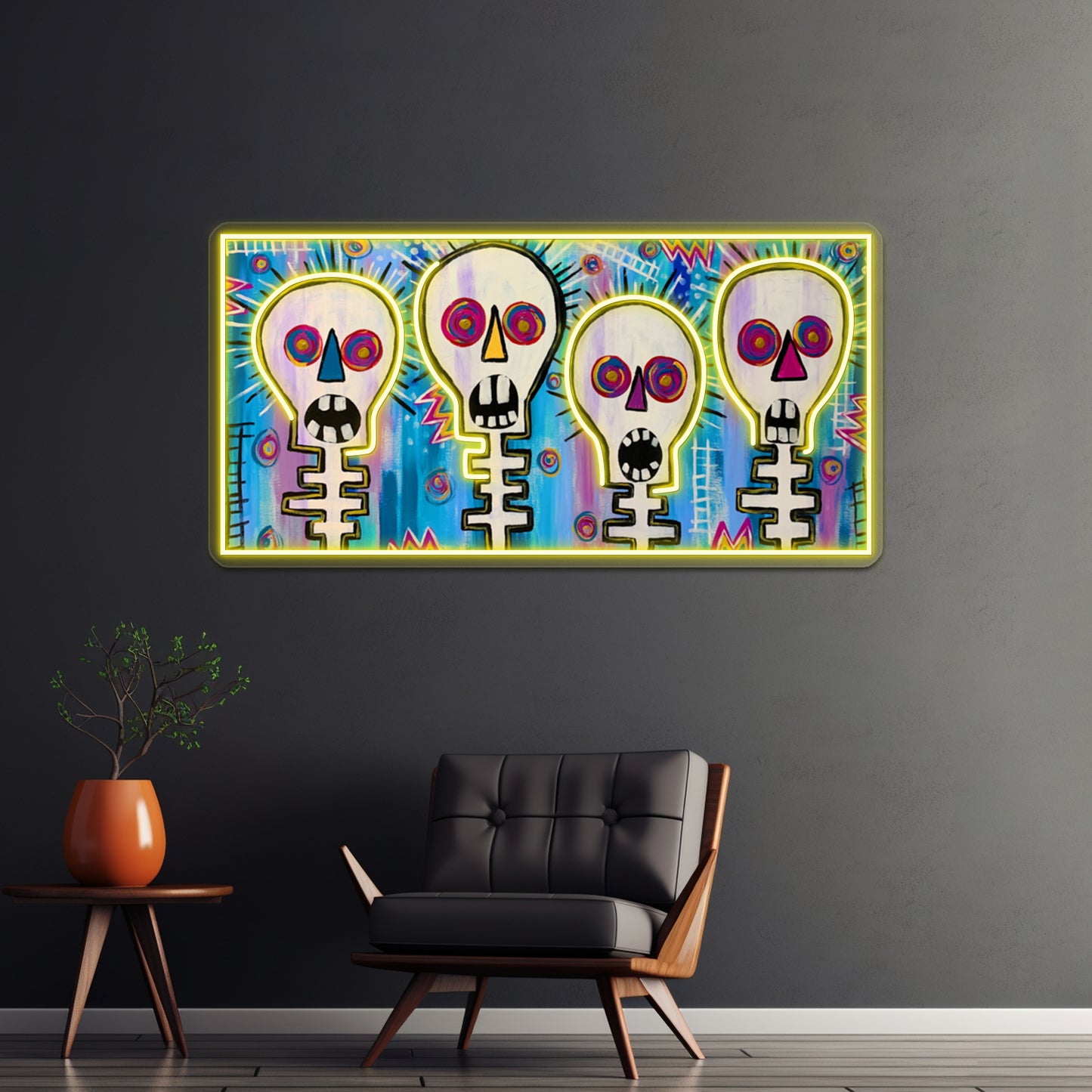 Four Skulls Wall Artwork Neon Signs