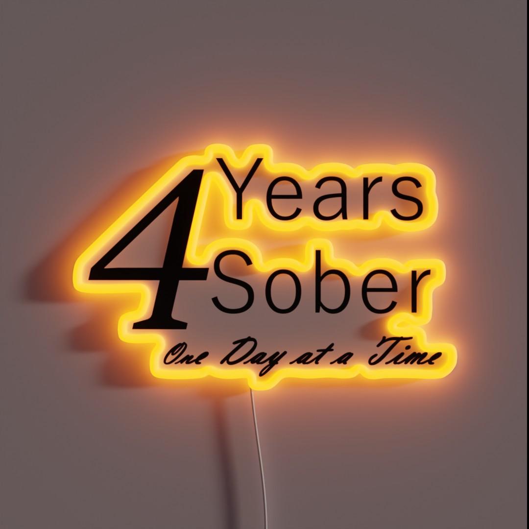 Four Year Anniversary Birthday For The Sober Person Rgb Led Neon Sign - Shineneon