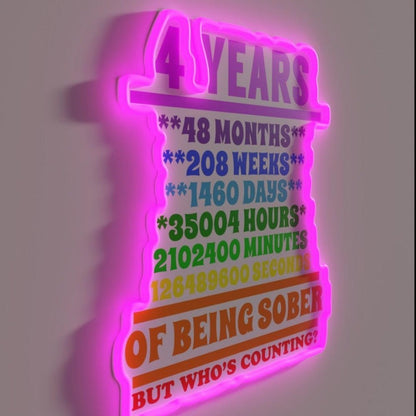 Four Years Sober Birthday Alcoholics Gift Rgb Led Neon Sign - Shineneon