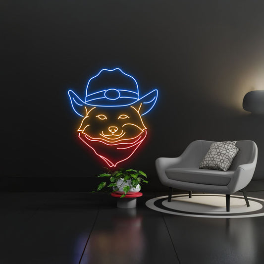 Fox Cowboy Led Sign