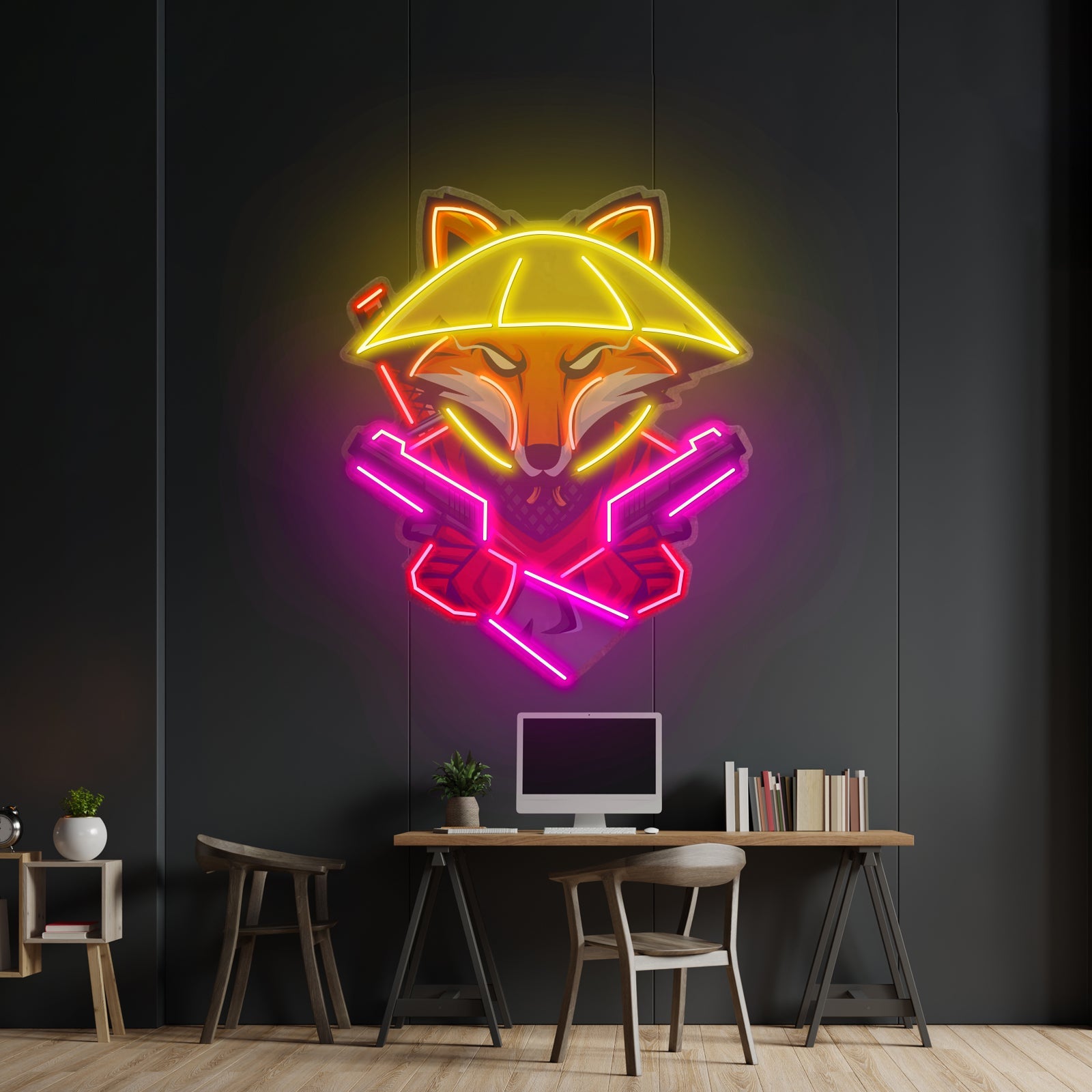 Fox Samurai With Gun Led Neon Sign Light Custom Led Signs - Shineneon