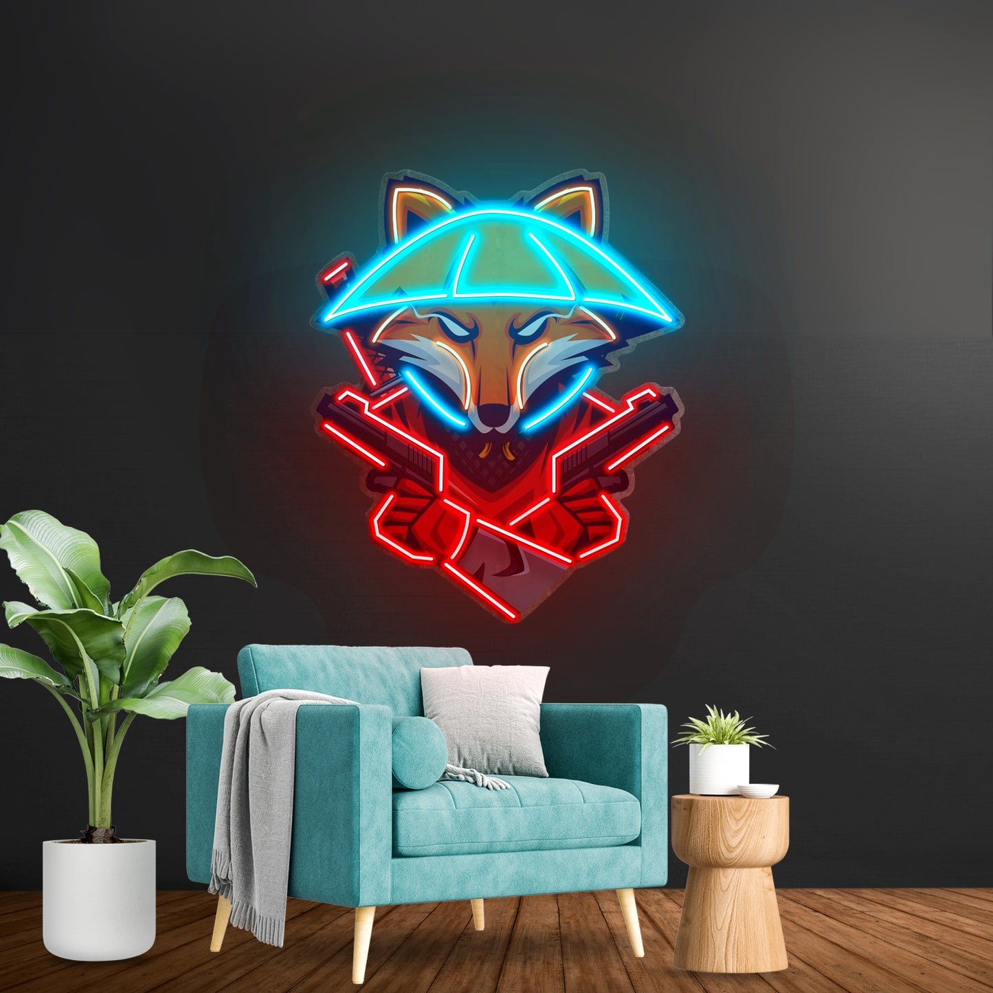 Fox Samurai With Gun Led Neon Sign Light Custom Led Signs