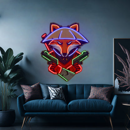 Fox Samurai With Gun Led Neon Sign Light Custom Led Signs