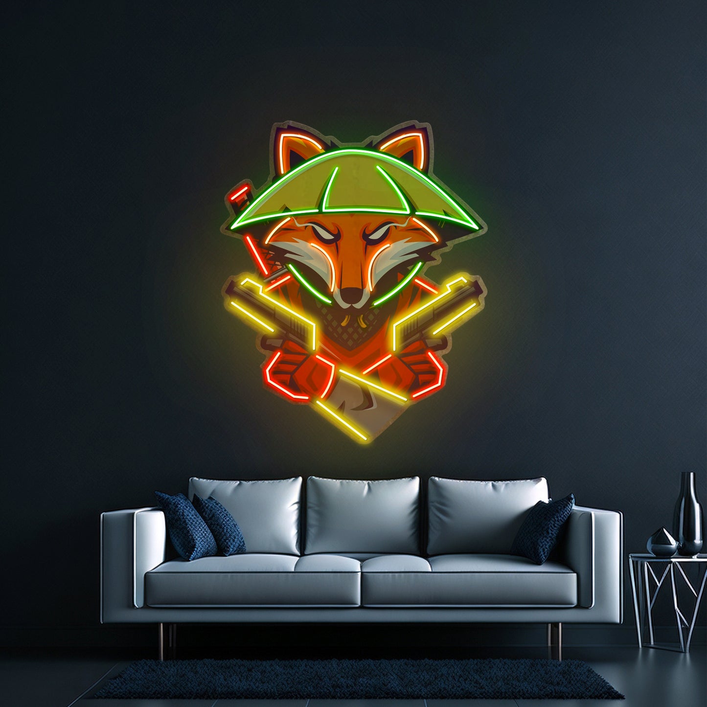 Fox Samurai With Gun Led Neon Sign Light Custom Led Signs