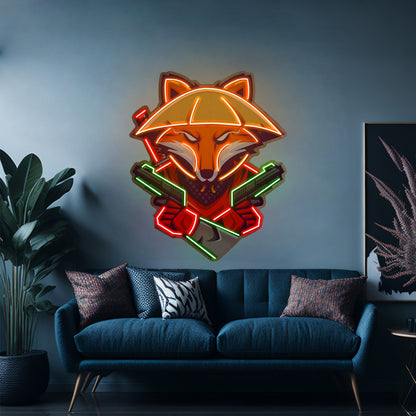 Fox Samurai With Gun Led Neon Sign Light Custom Led Signs