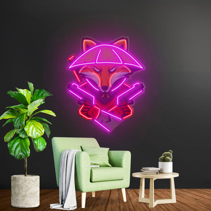 Fox Samurai With Gun Led Neon Sign Light Custom Led Signs