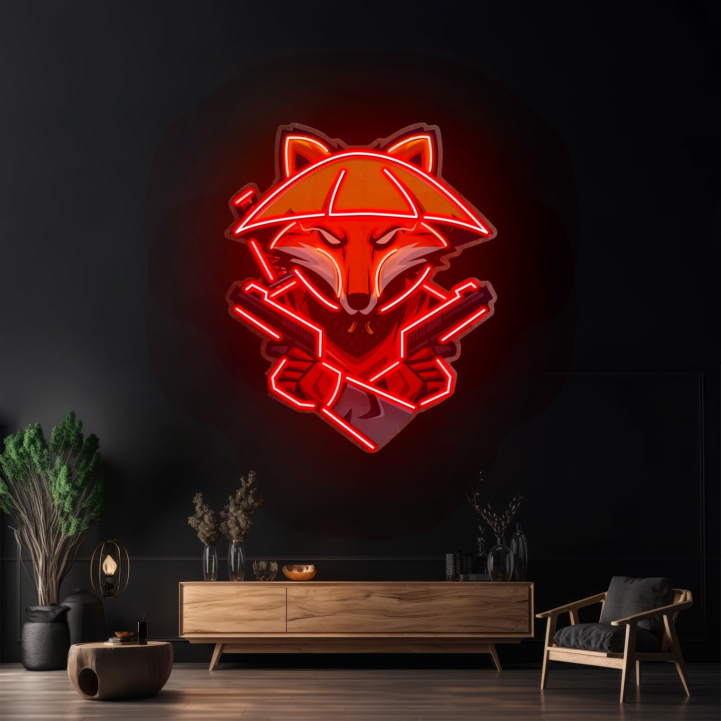 Fox Samurai With Gun Led Neon Sign Light Custom Led Signs