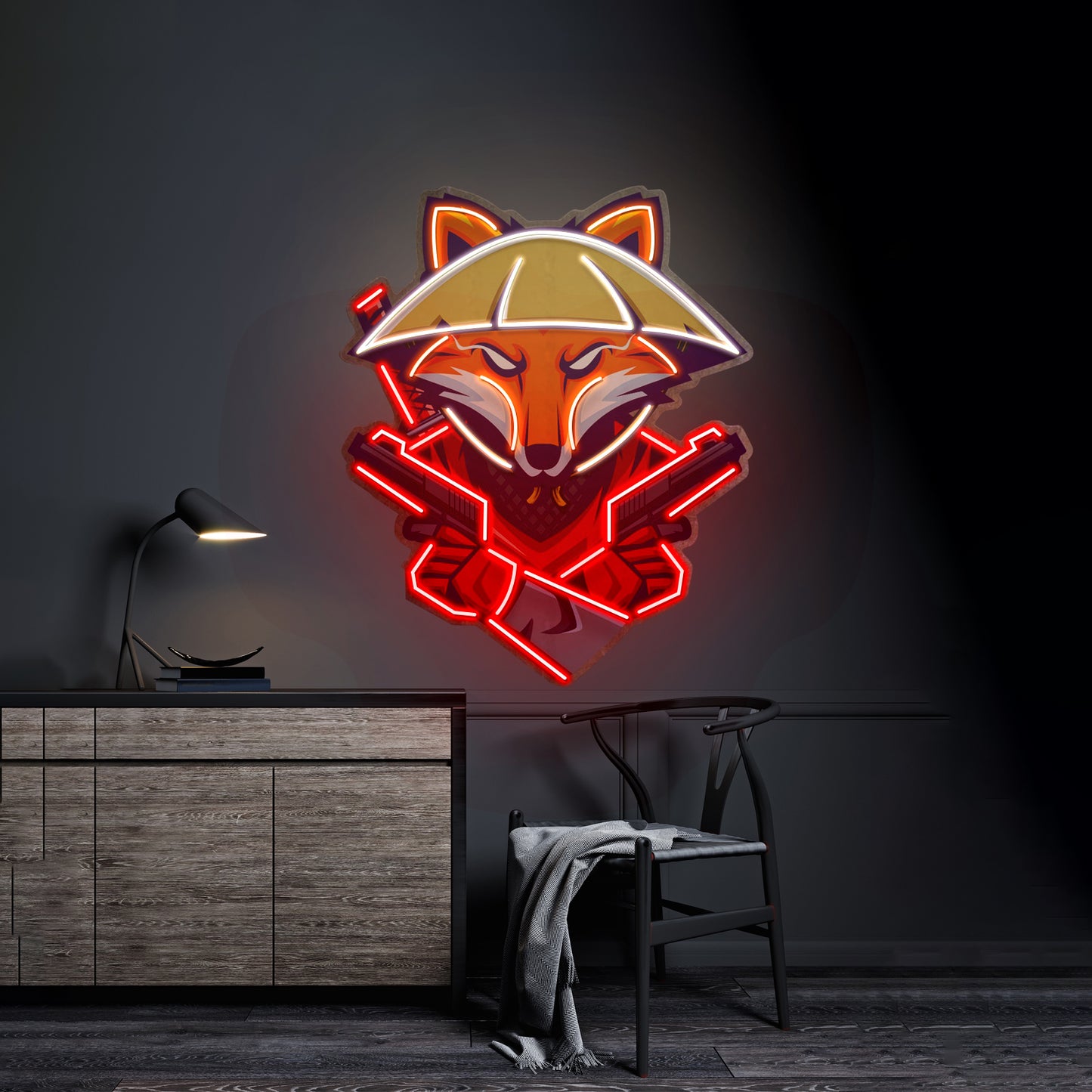 Fox Samurai With Gun Led Neon Sign Light Custom Led Signs