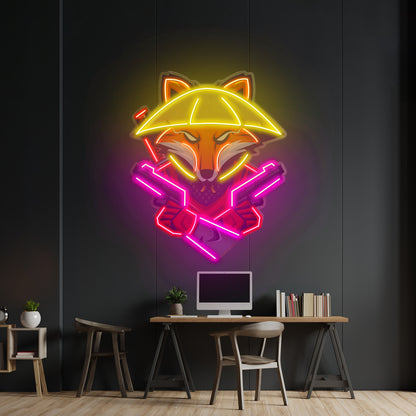 Fox Samurai With Gun Led Neon Sign Light Custom Led Signs