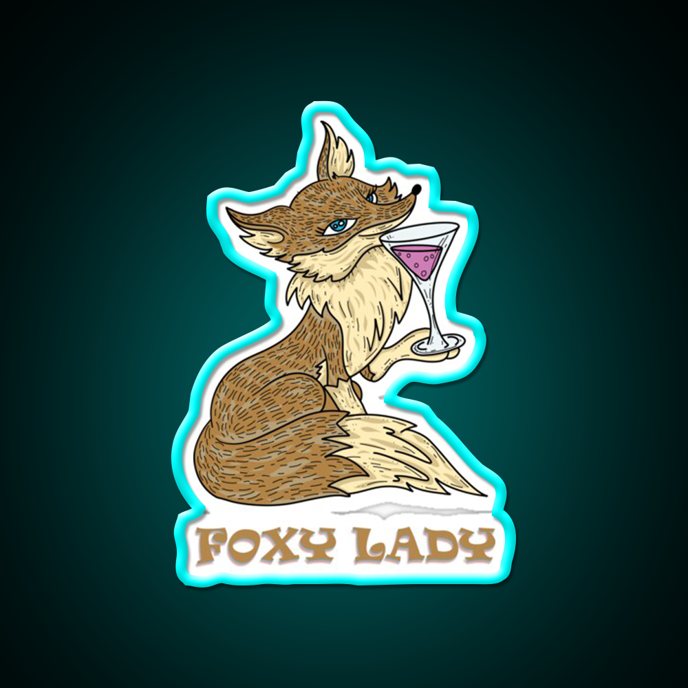 Foxy Lady Cocktail Bar Decor Led Neon Sign Rgb Color - Size and dimension reference