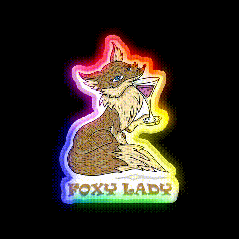 Foxy Lady Cocktail Bar Decor Led Neon Sign Rgb Color - LED neon sign close-up detail