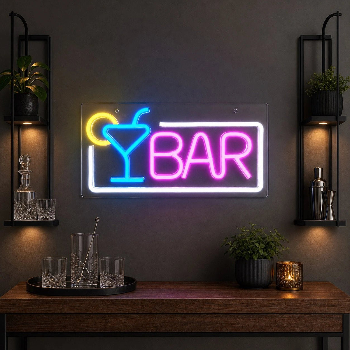 Framed Bar Martini Glass LED Neon Sign - Shineneon
