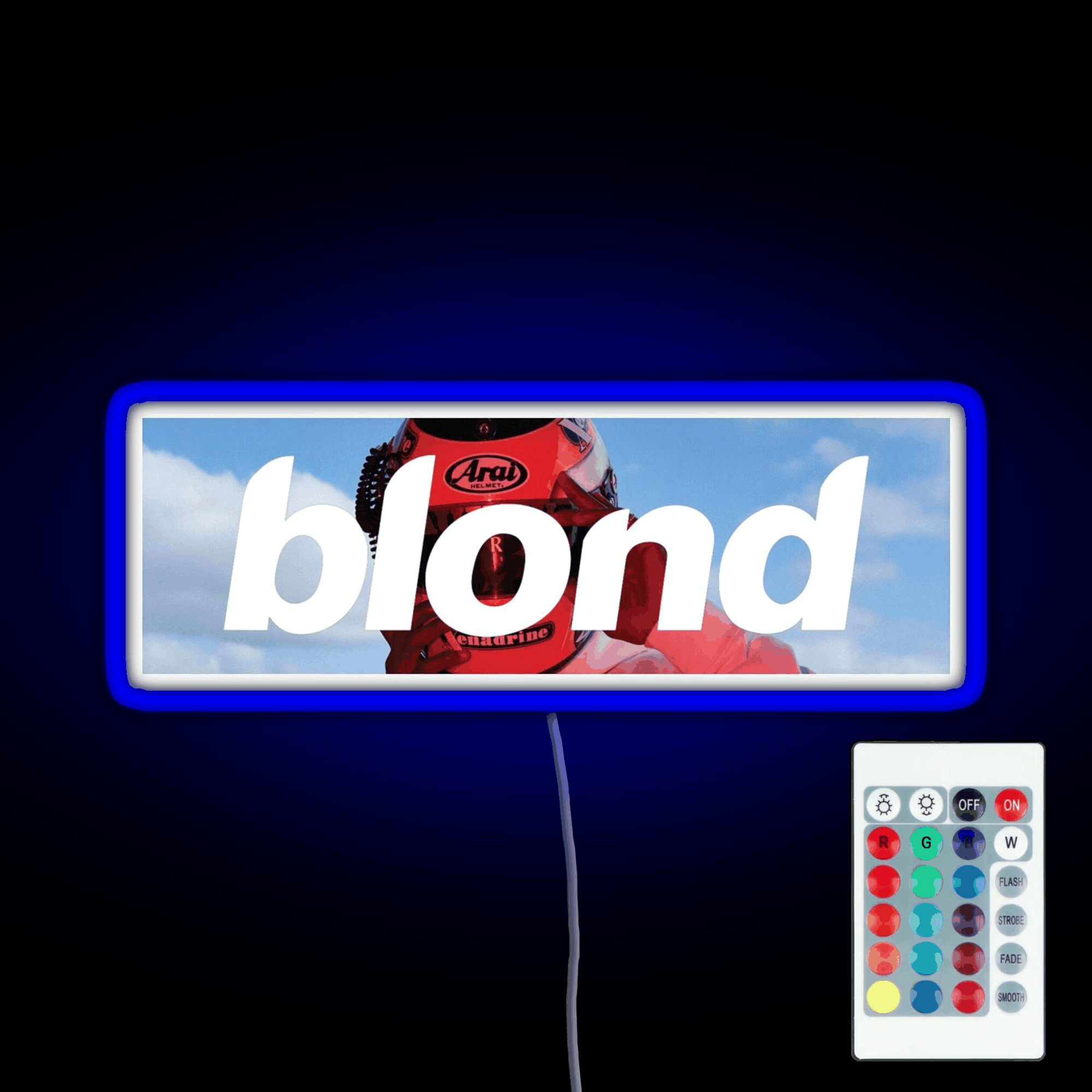 Frank Ocean Blond Helmet Box Logo Rgb Led Neon Sign Pop Wall Art