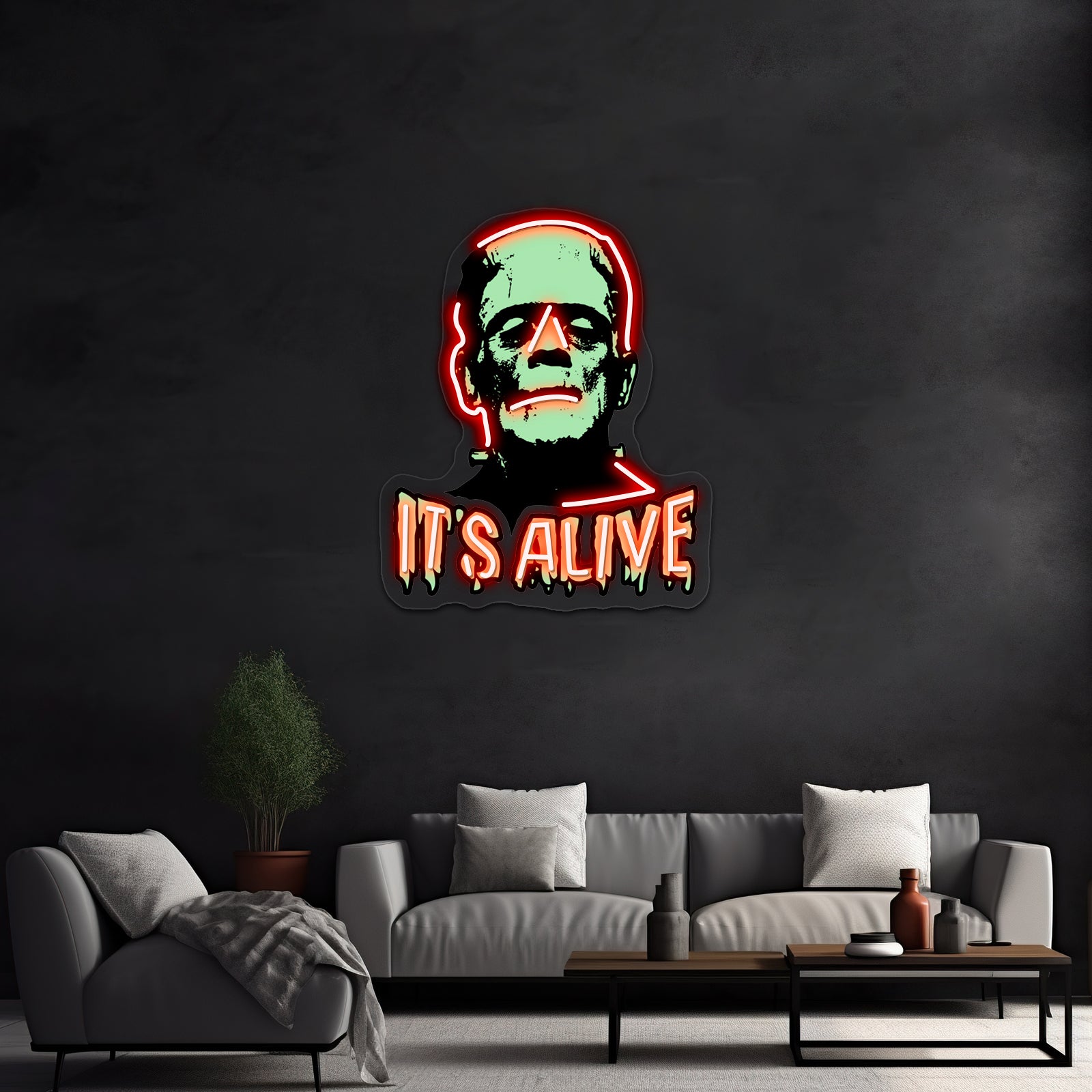 Frankenstein Artwork Personalized Light Up Sign - Custom LED neon sign front view