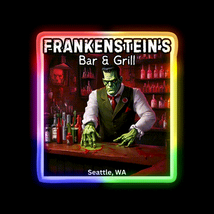 Frankenstiens Bar And Grill Man Cave Bar Led Neon Sign