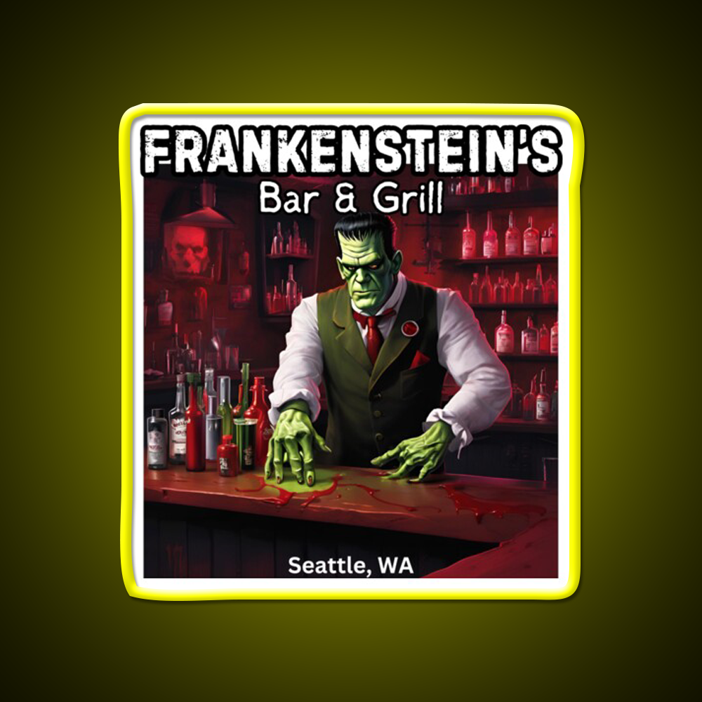 Frankenstiens Bar And Grill Man Cave Bar Led Neon Sign