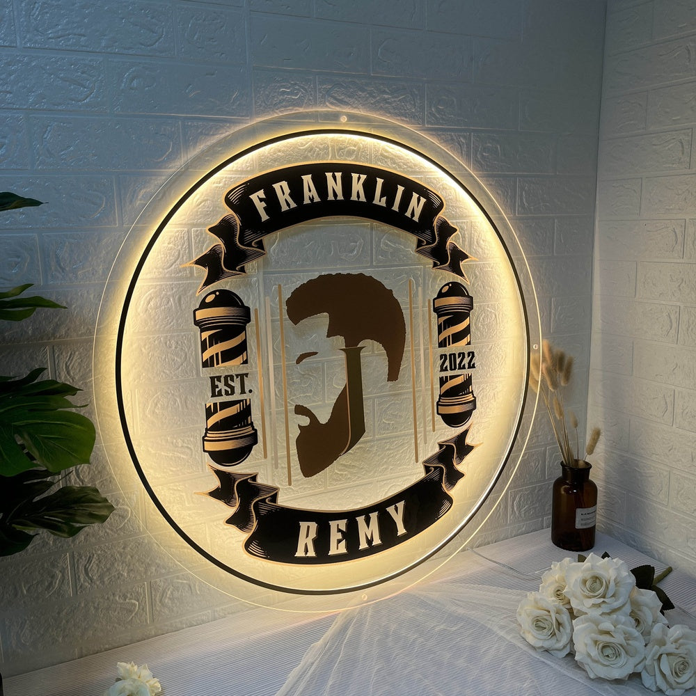 Franklin Barber Shop Acrylic Business Logo Sign