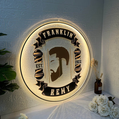 Franklin Barber Shop Acrylic Business Logo Sign - Shineneon