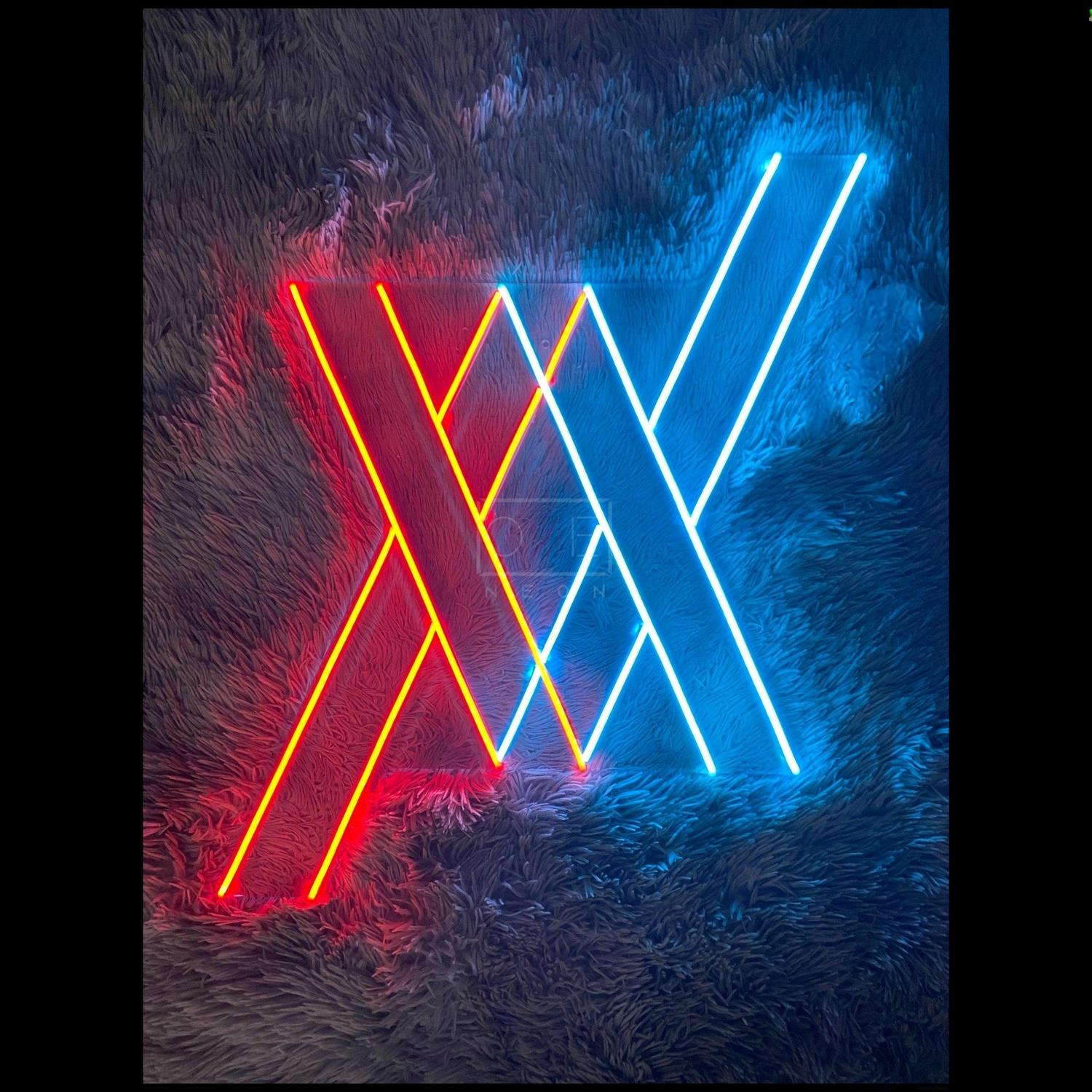 Frankxx Red-Blue Crossed X Led Neon Sign For Home Studio Decor | Shineneon