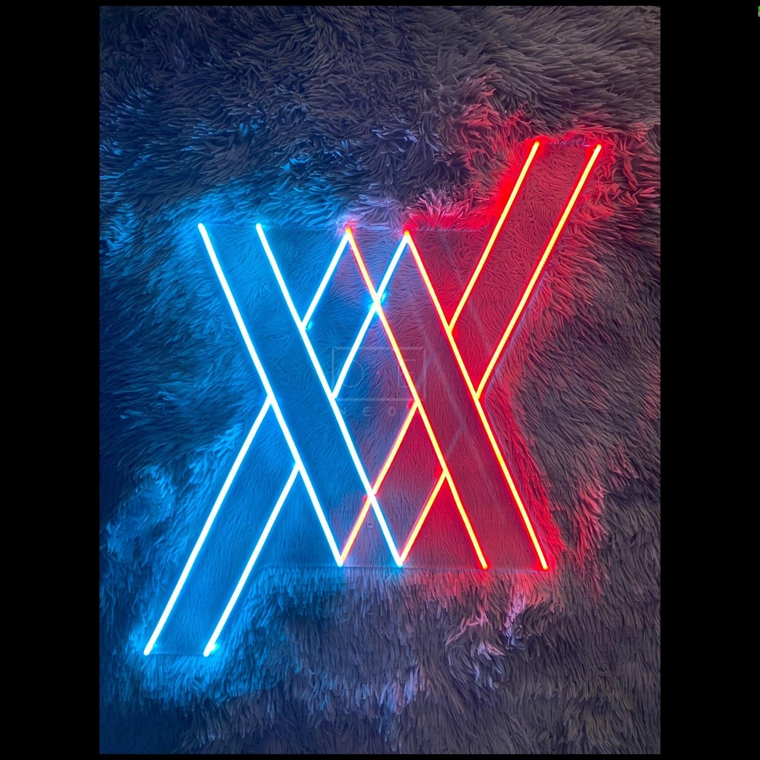Frankxx Red-Blue Crossed X Led Neon Sign For Home Studio Decor | Shineneon