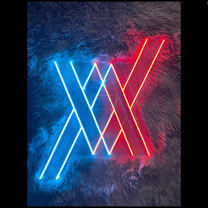 Frankxx Red-Blue Crossed X Led Neon Sign For Home Studio Decor | Shineneon