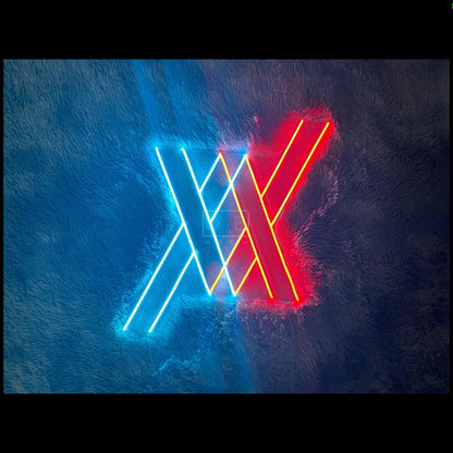Frankxx Red-Blue Crossed X Led Neon Sign For Home Studio Decor | Shineneon