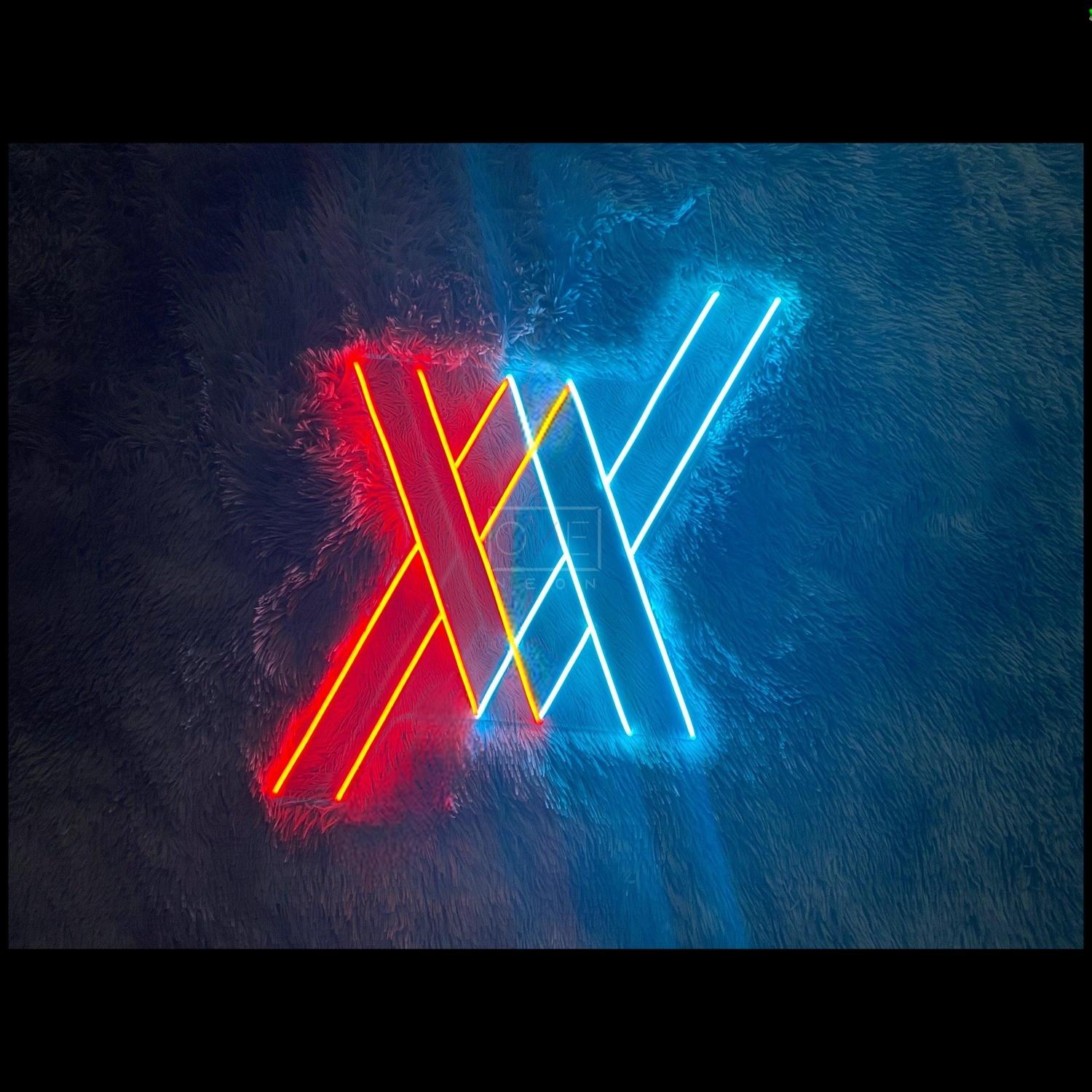 Frankxx Red-Blue Crossed X Led Neon Sign For Home Studio Decor | Shineneon