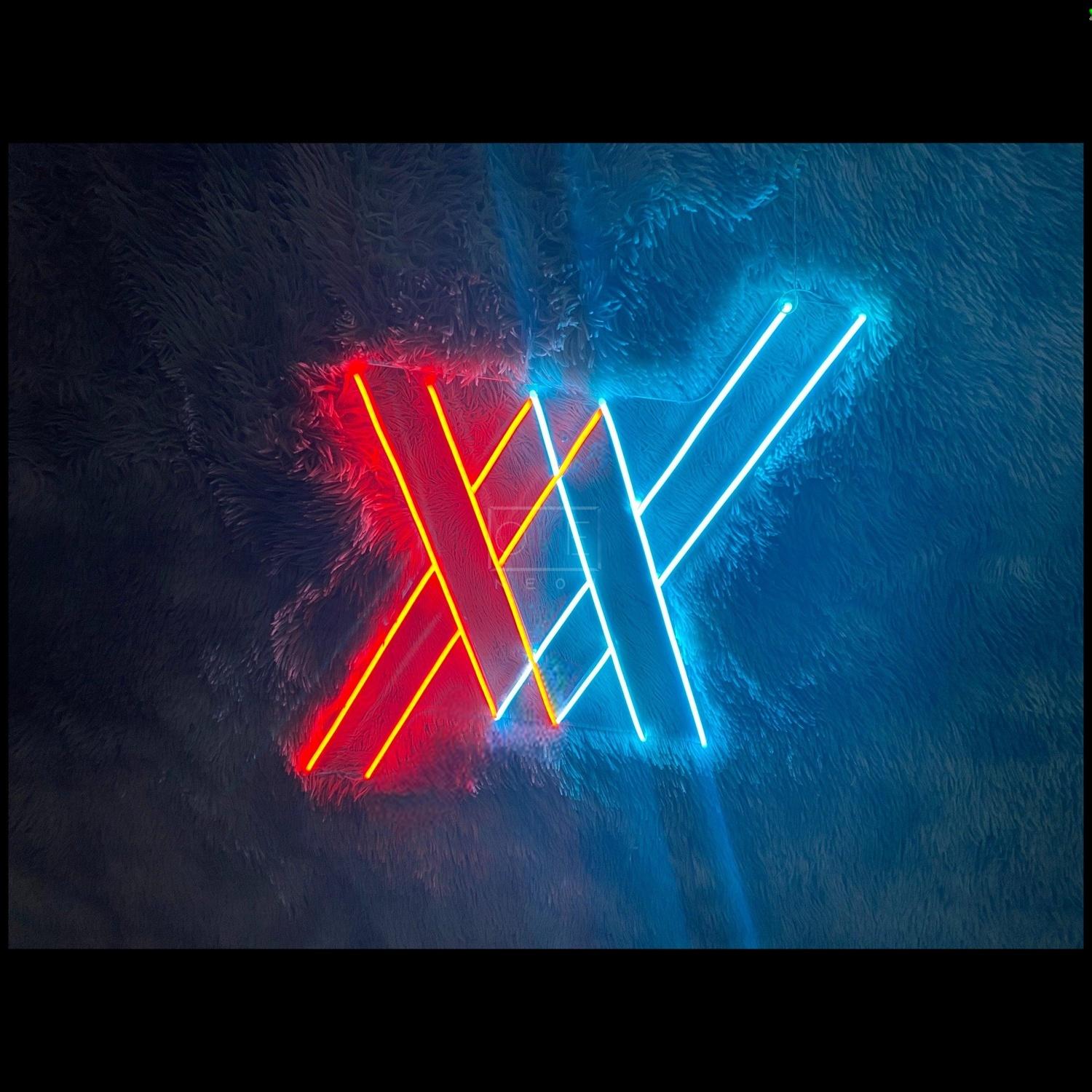 Frankxx Red-Blue Crossed X Led Neon Sign For Home Studio Decor | Shineneon