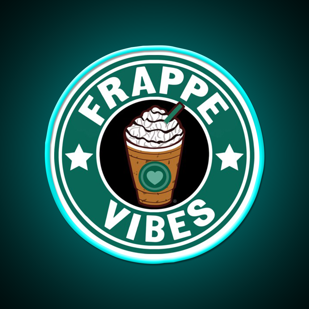 Frappe Vibes Cafe Led Neon Sign Espresso Bar Art Rgb Color