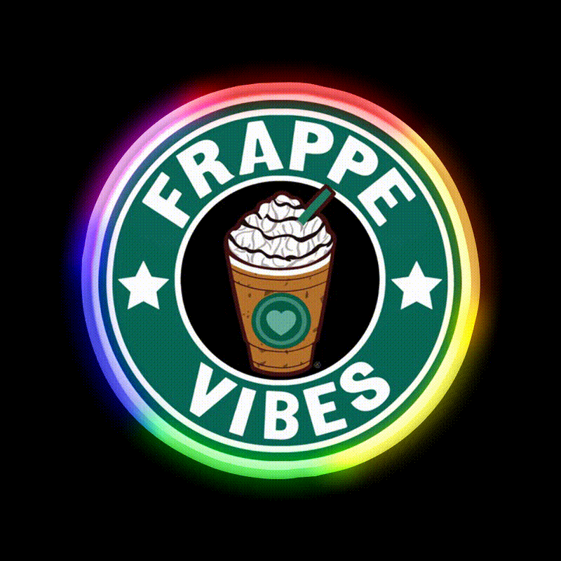 Frappe Vibes Cafe Led Neon Sign Espresso Bar Art Rgb Color