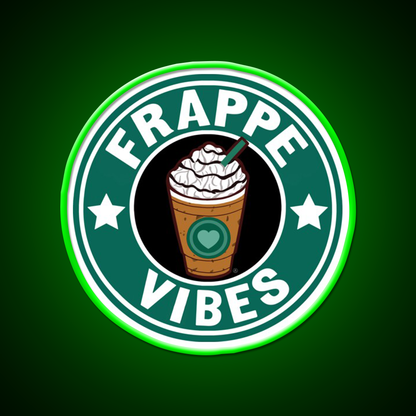 Frappe Vibes Cafe Led Neon Sign Espresso Bar Art Rgb Color