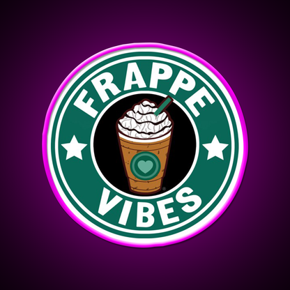 Frappe Vibes Cafe Led Neon Sign Espresso Bar Art Rgb Color