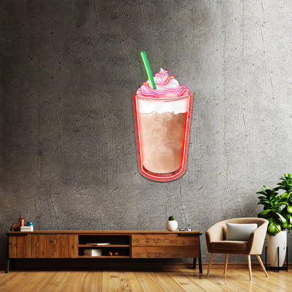 Frappuccino Green Straw Led Sign For Business