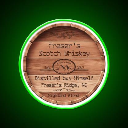 Frasers Scotch Whiskey Barrel Lid Whiskey Drink Bar Led Neon Sign Rgb Color