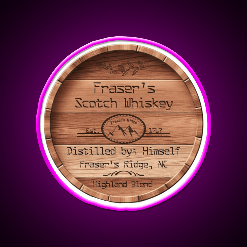 Frasers Scotch Whiskey Barrel Lid Whiskey Drink Bar Led Neon Sign Rgb Color - Shineneon