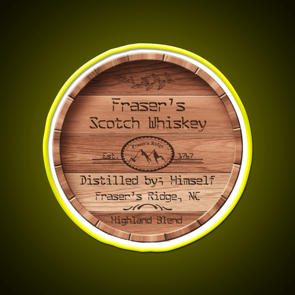 Frasers Scotch Whiskey Barrel Lid Whiskey Drink Bar Led Neon Sign Rgb Color - Shineneon