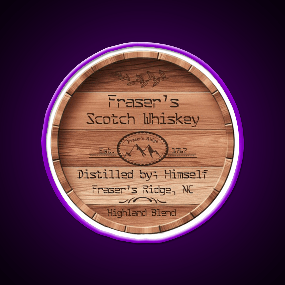 Frasers Scotch Whiskey Barrel Lid Whiskey Drink Bar Led Neon Sign Rgb Color - Shineneon