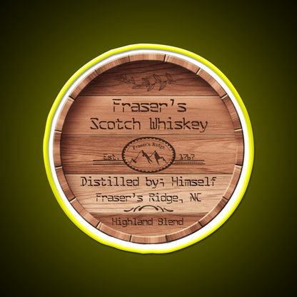 Frasers Scotch Whiskey Barrel Lid Whiskey Drink Bar Led Neon Sign Rgb Color