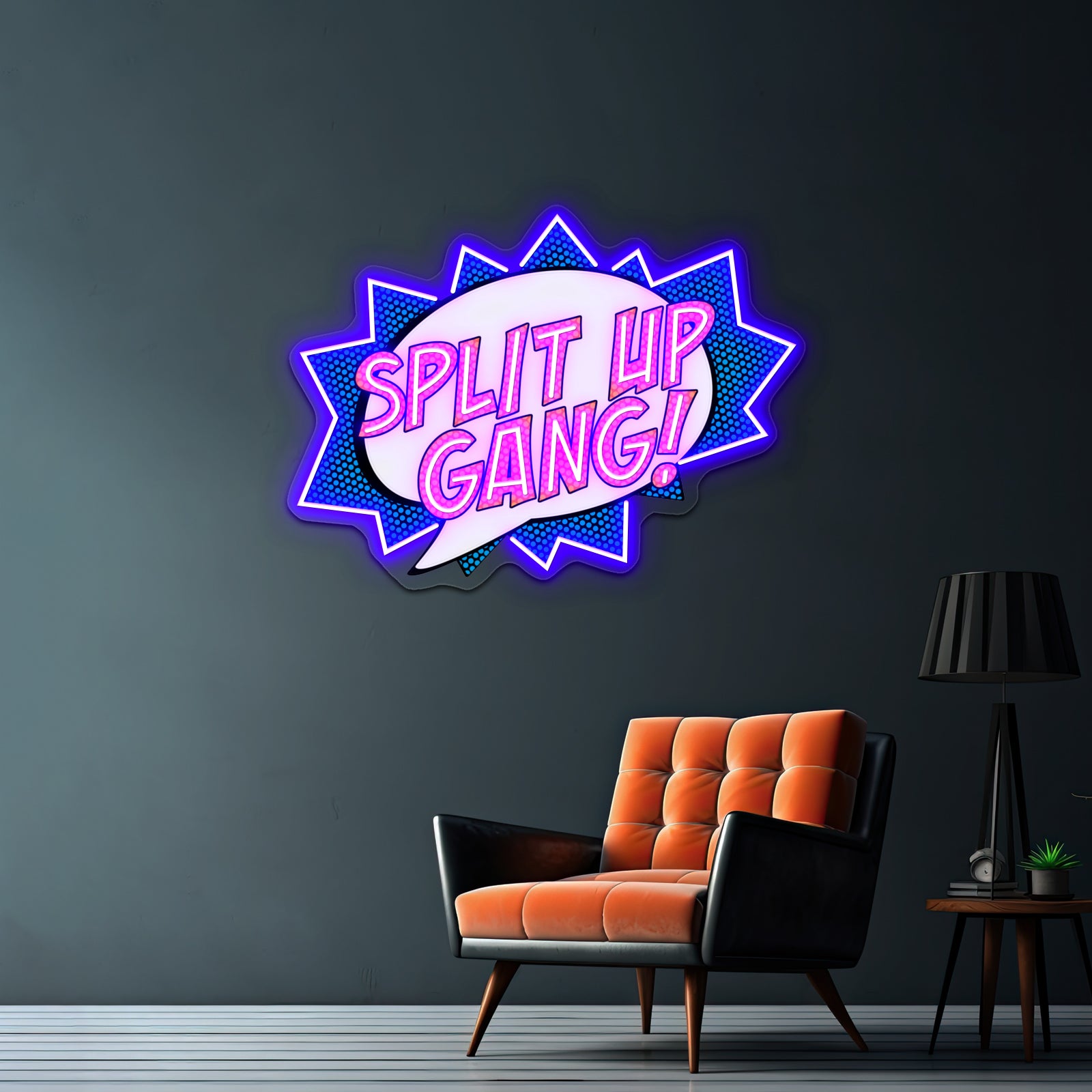 Fred Pop Art Quote Artwork Personalized Light Up Sign - Neon sign mounted on wall in room