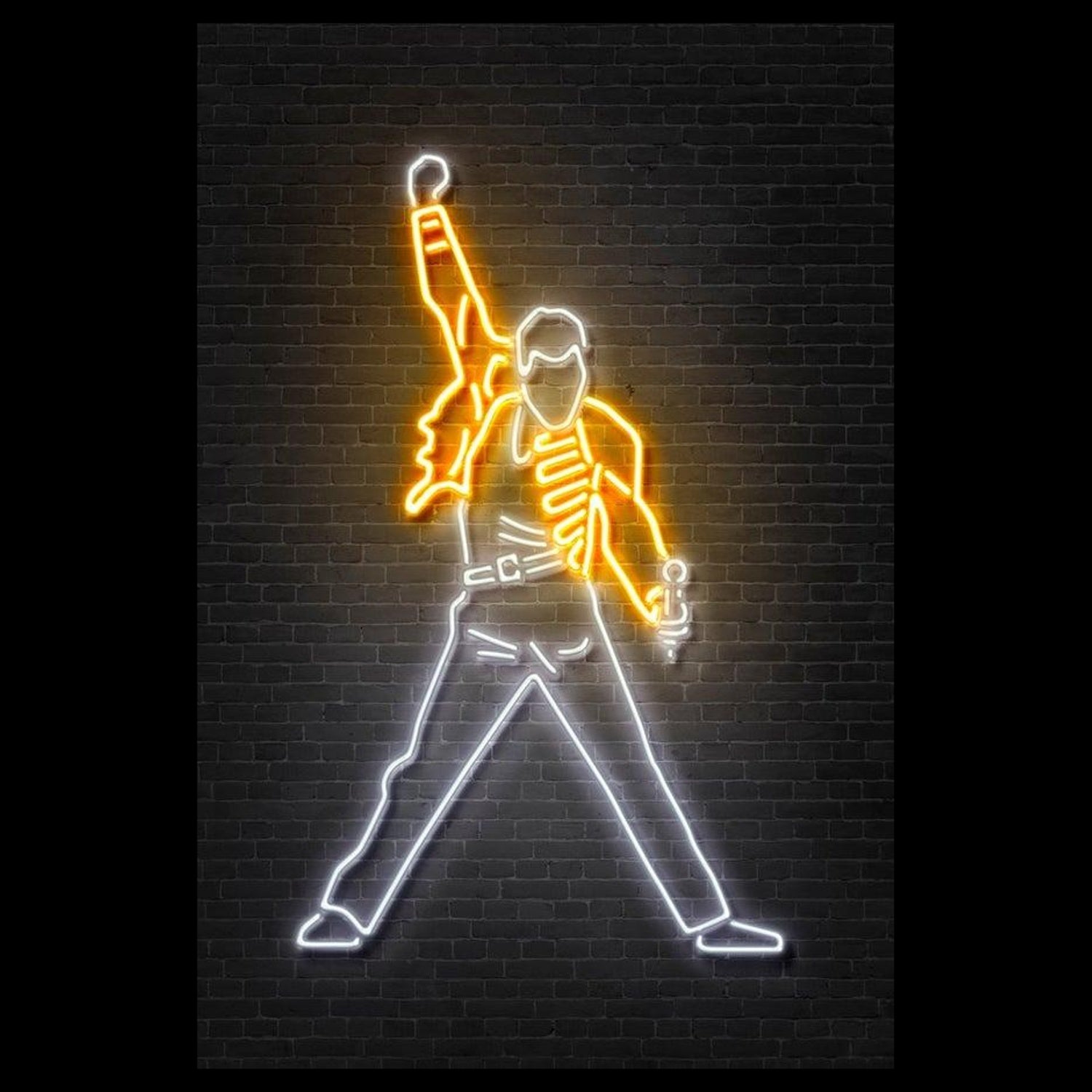 Freddie Mercury Dance Pose Yellow-White Led Neon Sign For Music Bar Decor | Shineneon