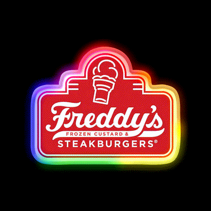 Freddys Frozen Custard Steak Fast Food Led Neon Sign For Burger Place Rgb Color - LED neon sign close-up detail