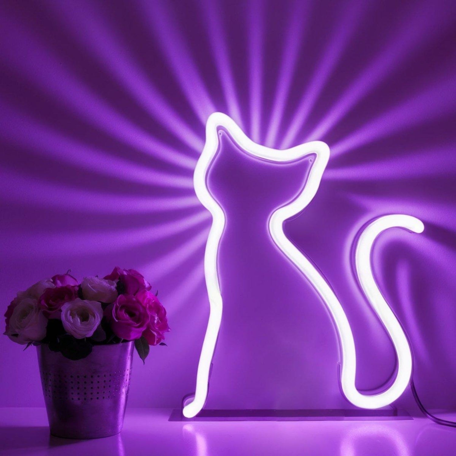 Free Cat White Led Neon Sign For Home Room Decor | Shineneon