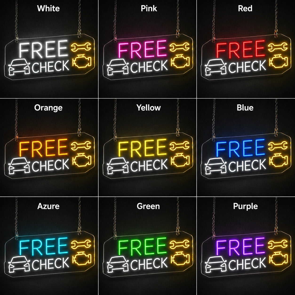 Free Check Neon Sign LED Neon Sign color grid