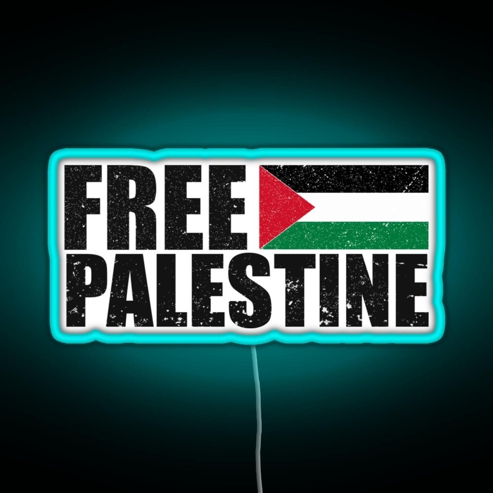 Free Palestine Free Gaza Palestine Flag Arabic Rgb Neon Sign - Shineneon
