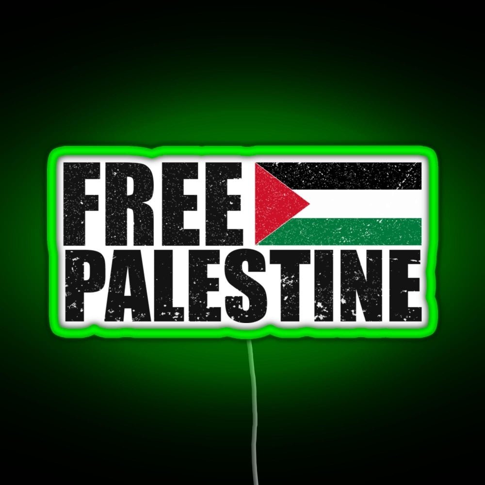 Free Palestine Free Gaza Palestine Flag Arabic Rgb Neon Sign - Shineneon