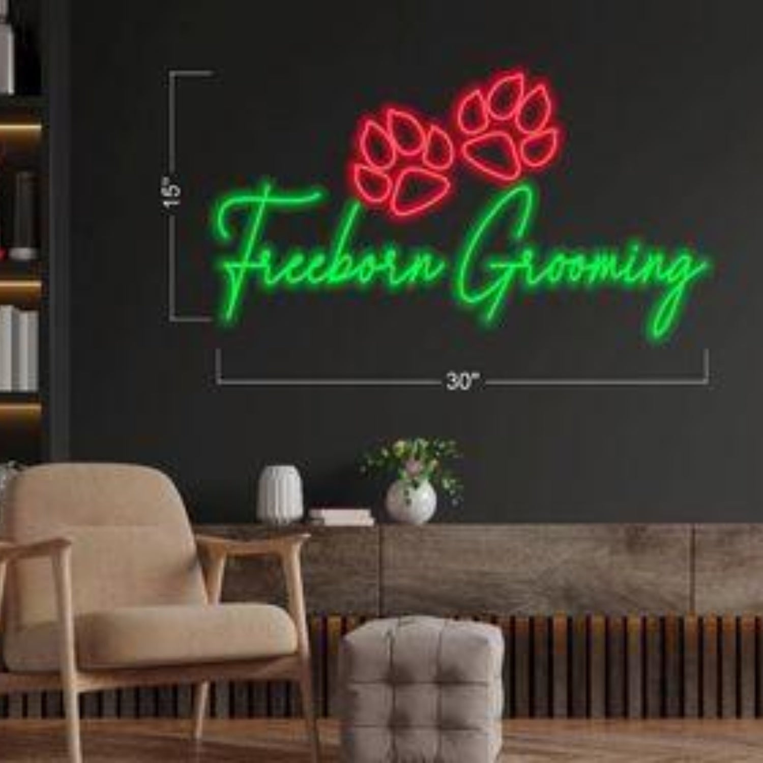 Freeborn Grooming Red Blue Paw Print Led Neon Sign For Pet Shop Decor | Shineneon